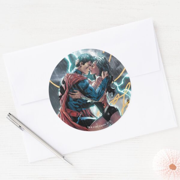Superman_Wonder_Woman_Comic_Promotional_Art_Classic_Round_Sticker_3 Superman Wonder Woman Comic Promotional Art Classic Round Sticker