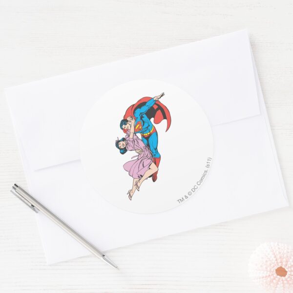 Superman_&_Lois_in_Pink_Classic_Round_Sticker_3 Superman Lois In Pink Classic Round Sticker