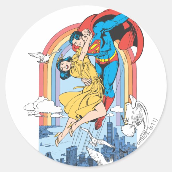 Superman_&_Lois_in_Yellow_Classic_Round_Sticker_1 Superman Lois In Yellow Classic Round Sticker