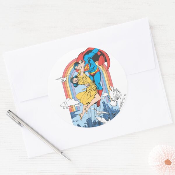 Superman_&_Lois_in_Yellow_Classic_Round_Sticker_3 Superman Lois In Yellow Classic Round Sticker