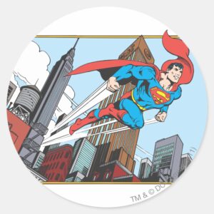 Superman Skyscrapers Classic Round Sticker