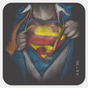 Superman Chest Reveal Sketch Colorized Square Sticker