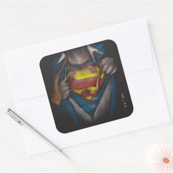 Superman___Chest_Reveal_Sketch_Colorized_Square_Sticker_3 Superman Chest Reveal Sketch Colorized Square Sticker