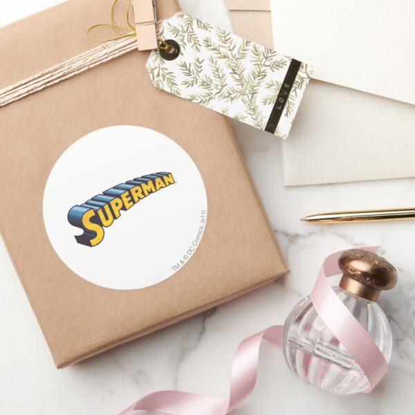 Superman___Classic_Name_Logo_Classic_Round_Sticker_5 Superman Classic Name Logo Classic Round Sticker