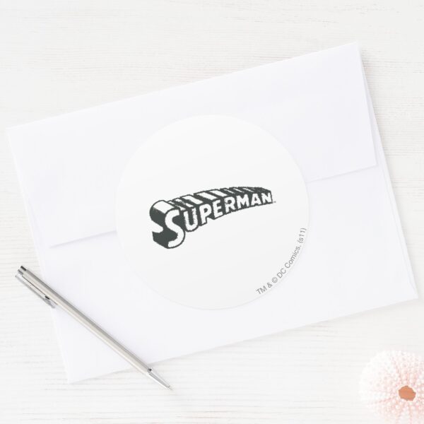 Superman___Grunge_Letters_Logo_Classic_Round_Sticker_3 Superman Grunge Letters Logo Classic Round Sticker