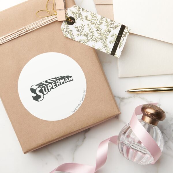 Superman___Grunge_Letters_Logo_Classic_Round_Sticker_5 Superman Grunge Letters Logo Classic Round Sticker