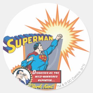Superman And Clark Kent Classic Round Sticker