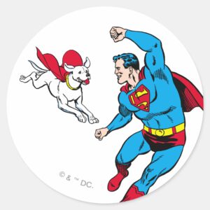 Superman_and_Krypto_2_Classic_Round_Sticker_1 Superman And Krypto 2 Classic Round Sticker