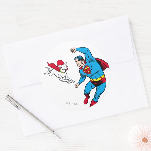 Superman And Krypto 2 Classic Round Sticker
