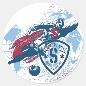Superman And Map Classic Round Sticker