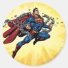 Superman_breaks_chains_classic_round_sticker_1 Superman Breaks Chains Classic Round Sticker