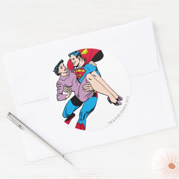Superman_rescues_Louis_Classic_Round_Sticker_3 Superman Rescues Louis Classic Round Sticker