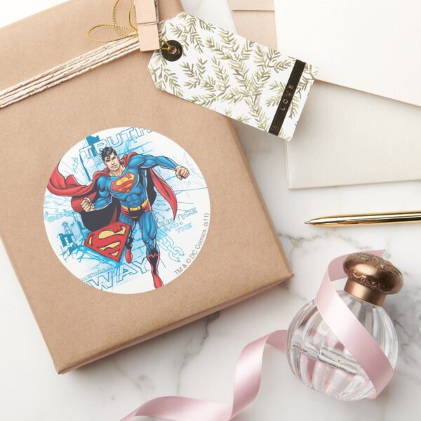 Superman_with_Logo_Classic_Round_Sticker_5 Superman With Logo Classic Round Sticker