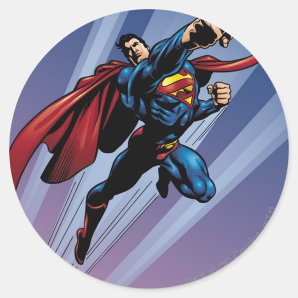 Superman_with_light_streaks_classic_round_sticker_1 Superman With Light Streaks Classic Round Sticker