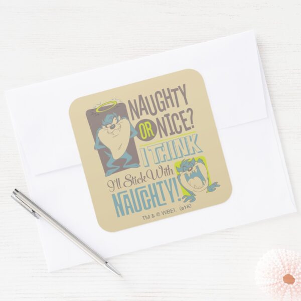 TAZ™-_Naughty_or_Nice__Square_Sticker_3 TAZ™ Naughty Or Nice Square Sticker