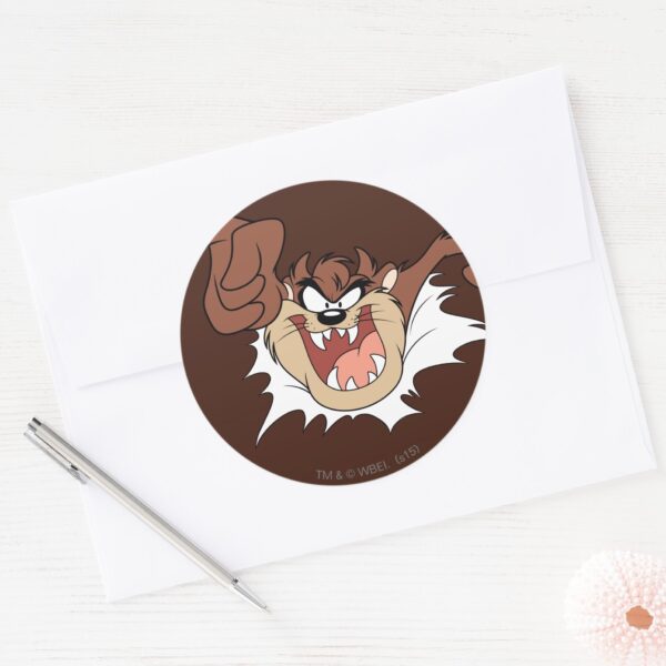 TAZ™ Bursting Through Page Classic Round Sticker