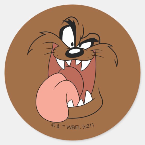 TAZ™_Crazy_Smile_Classic_Round_Sticker_1 TAZ™ Crazy Smile Classic Round Sticker