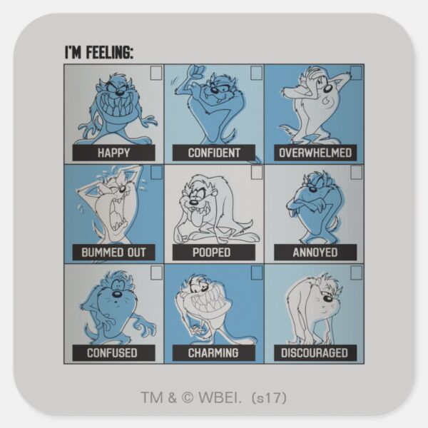 TAZ™_Emotion_Checkbox_Square_Sticker_1 TAZ™ Emotion Checkbox Square Sticker