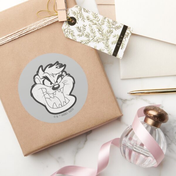 TAZ™_Evil_Grin_Badge_Classic_Round_Sticker_5 TAZ™ Evil Grin Badge Classic Round Sticker