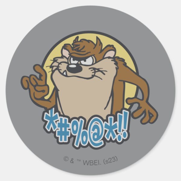 TAZ™_Expletive_Circle_Graphic_Classic_Round_Sticker_1 TAZ™ Expletive Circle Graphic Classic Round Sticker