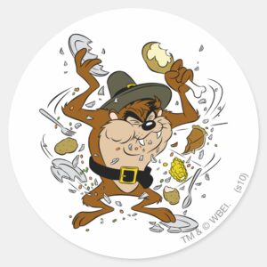 TAZ™ Plowing Down Classic Round Sticker