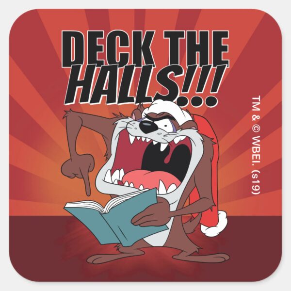 TAZ™_Singing_Christmas_Carols_Square_Sticker_1 TAZ™ Singing Christmas Carols Square Sticker