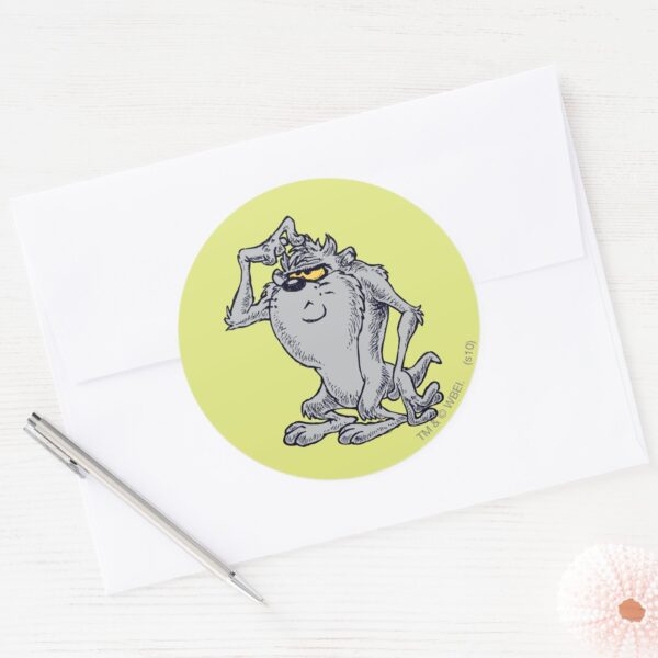 TAZ™_Thinking_Artistic_Design_Classic_Round_Sticker_3 TAZ™ Thinking Artistic Design Classic Round Sticker