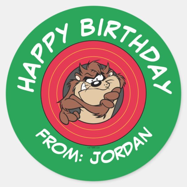 TAZ™_Through_LOONEY_TUNES™_Circle___Happy_Birthday_Classic_Round_Sticker_1 TAZ™ Through LOONEY TUNES™ Circle Happy Birthday Classic Round Sticker