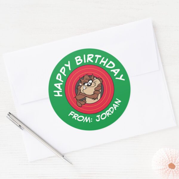 TAZ™_Through_LOONEY_TUNES™_Circle___Happy_Birthday_Classic_Round_Sticker_3 TAZ™ Through LOONEY TUNES™ Circle Happy Birthday Classic Round Sticker