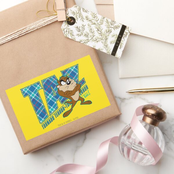 TAZ™_Tornado_Terror_Plaid_Rectangular_Sticker_5 TAZ™ Tornado Terror Plaid Rectangular Sticker