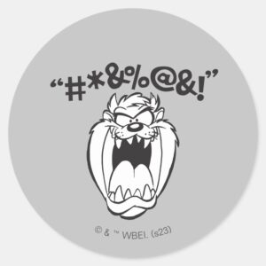 TAZ™_Yelling_Expletives_Classic_Round_Sticker_1 TAZ™ Yelling Expletives Classic Round Sticker