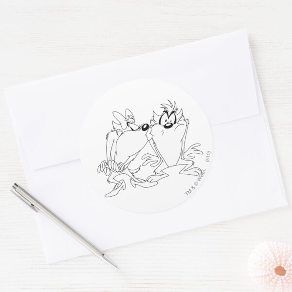 TAZ™_and_She-Devil_Classic_Round_Sticker_3 TAZ™ And She Devil Classic Round Sticker