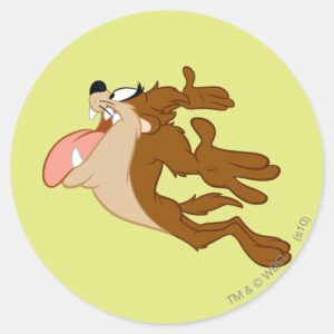 TAZ™ Flying Through The Air Classic Round Sticker