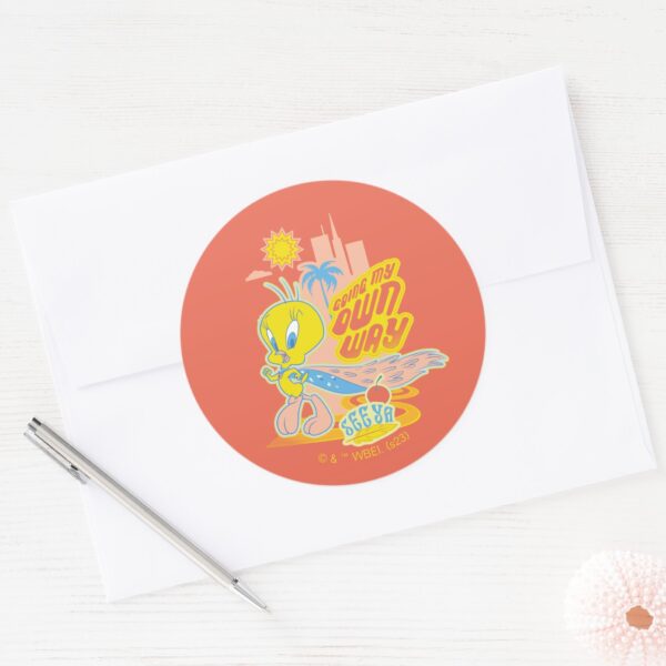 TWEETY™_-_Going_My_Own_Way_Classic_Round_Sticker_3 TWEETY™ Going My Own Way Classic Round Sticker