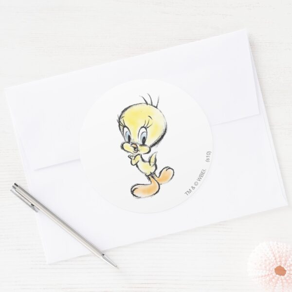 TWEETY™_-_Hand_Done_Classic_Round_Sticker_3 TWEETY™ Hand Done Classic Round Sticker