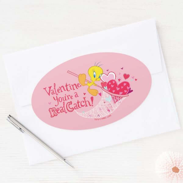 TWEETY™_-_You're_A_Real_Catch_Oval_Sticker_3 TWEETY™ Youre A Real Catch Oval Sticker