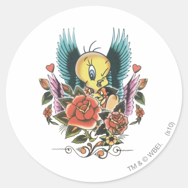 TWEETY™_Blue_Wings_Classic_Round_Sticker_1 TWEETY™ Blue Wings Classic Round Sticker