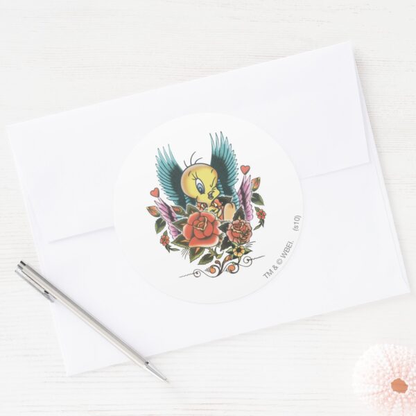 TWEETY™_Blue_Wings_Classic_Round_Sticker_3 TWEETY™ Blue Wings Classic Round Sticker