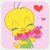 TWEETY™_Hearts_Square_Sticker_1 TWEETY™ Hearts Square Sticker