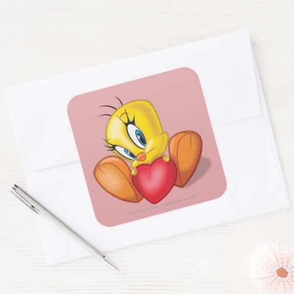 TWEETY™_Holding_Heart_Square_Sticker_3 TWEETY™ Holding Heart Square Sticker