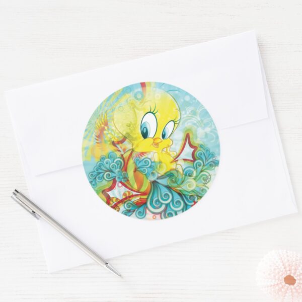 TWEETY™_In_Blue_Wave_Classic_Round_Sticker_3 TWEETY™ In Blue Wave Classic Round Sticker
