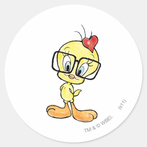 TWEETY™_Nerd_Classic_Round_Sticker_1 TWEETY™ Nerd Classic Round Sticker