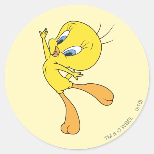 TWEETY™_See_Me_Fly_Classic_Round_Sticker_1 TWEETY™ See Me Fly Classic Round Sticker
