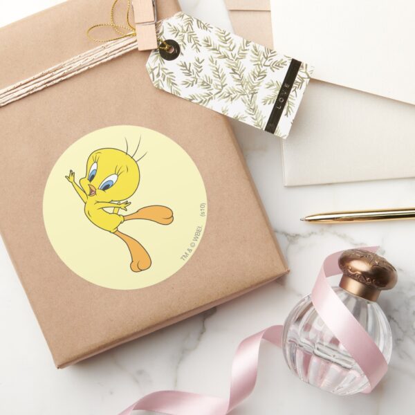 TWEETY™_See_Me_Fly_Classic_Round_Sticker_5 TWEETY™ See Me Fly Classic Round Sticker