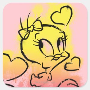 TWEETY™ With Hearts Square Sticker