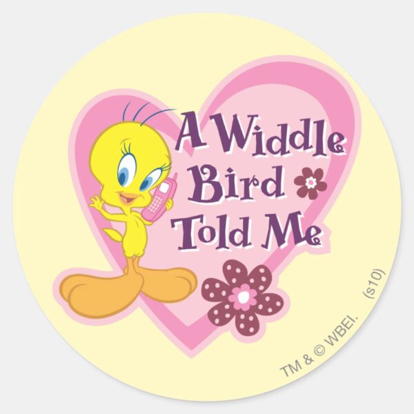 TWEETY™__A_Widdle_Bird_Told_Me__Classic_Round_Sticker_1 TWEETY™ A Widdle Bird Told Me Classic Round Sticker