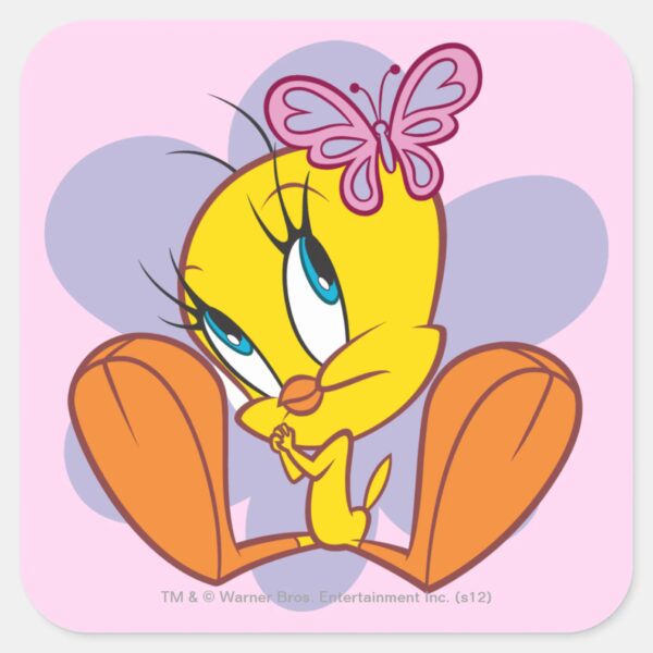 TWEETY™_and_Butterfly_Square_Sticker_1 TWEETY™ And Butterfly Square Sticker