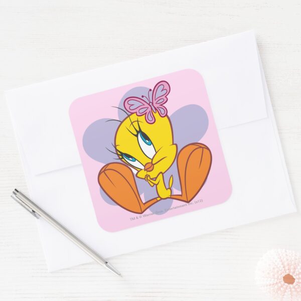 TWEETY™_and_Butterfly_Square_Sticker_3 TWEETY™ And Butterfly Square Sticker