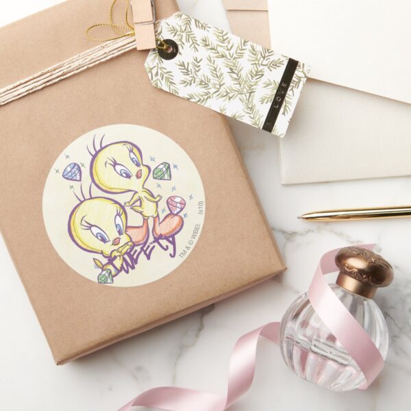 TWEETY™_with_Gems_Classic_Round_Sticker_5 TWEETY™ With Gems Classic Round Sticker