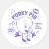 Tasty Retro Porky Pig Classic Round Sticker